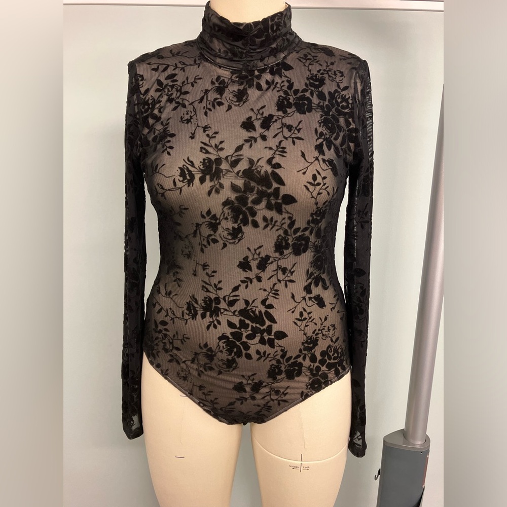 Size Large Black Burnout Long Sleeve One Piece